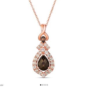 LeVian Chocolate Quartz And Diamond Necklace NIB